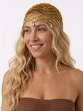 Crochet headpiece - Orange and Gold with gold shells