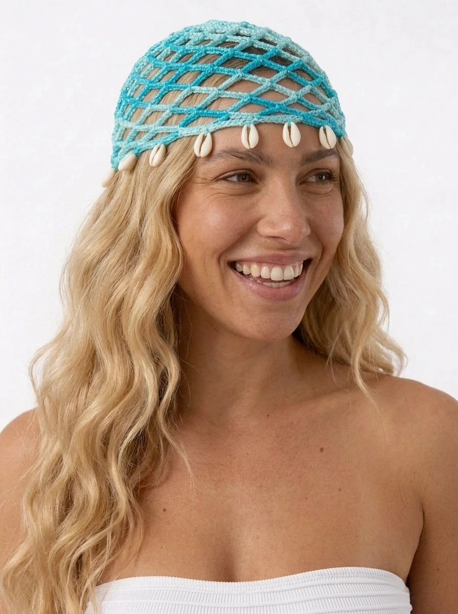 Crochet headpiece - Blue Shells