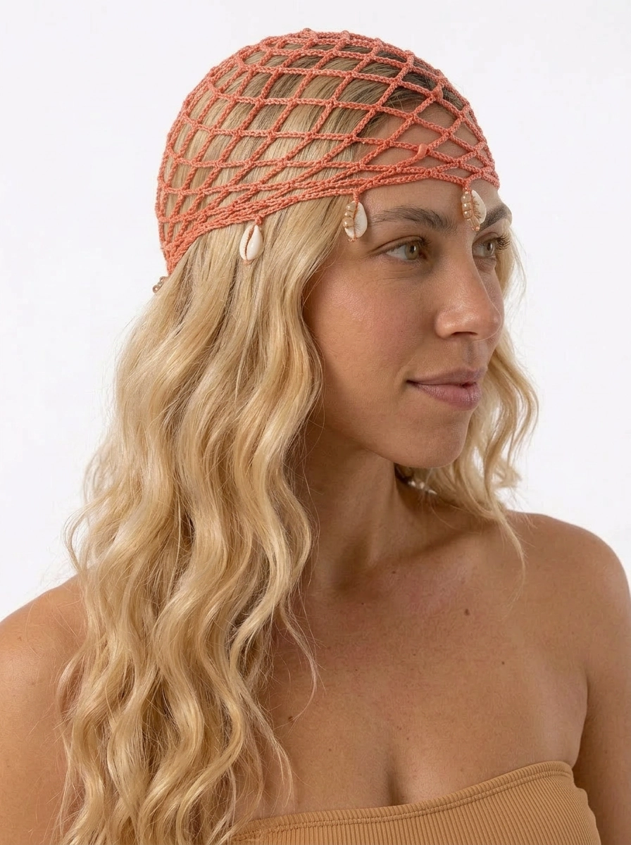 Crochet headpiece - Orange Leaves